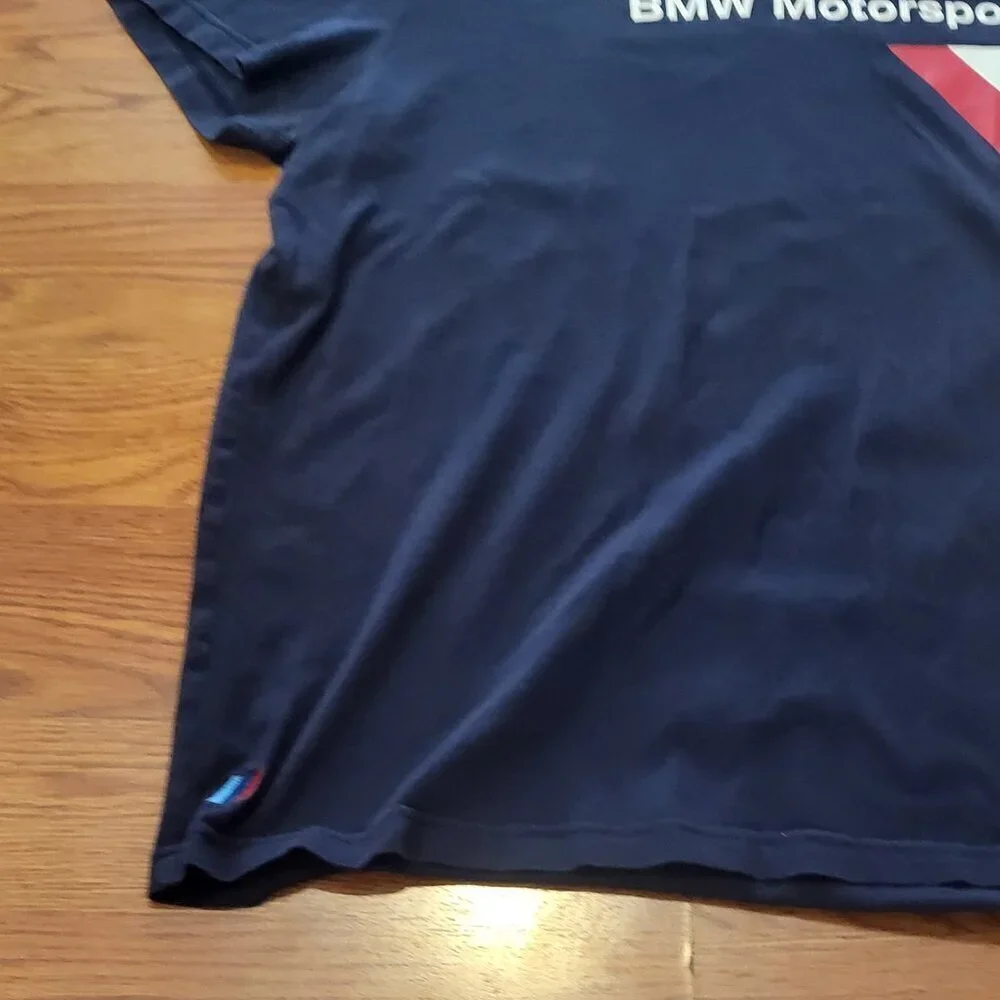 Puma BMW Motorsport T-Shirt Men's Size Large Navy Blue Stripes Crew Neck - Picture 2 of 14